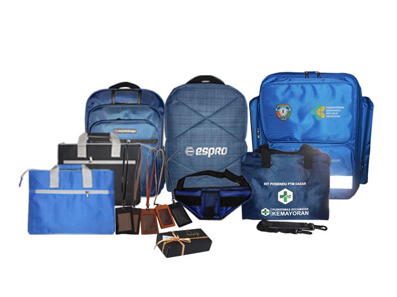 Main banner Esprobags 2026 yang menampilkan cakupan produk: ransel, tas seminar, tas medis, tas dokumen, dan ID card holder.