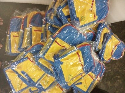 Ransel anak BC-16 kombinasi biru dan kuning untuk promosi sekolah